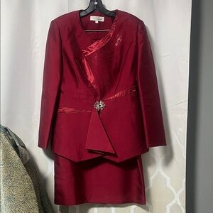 Elegant Red Skirt Suit EY signature